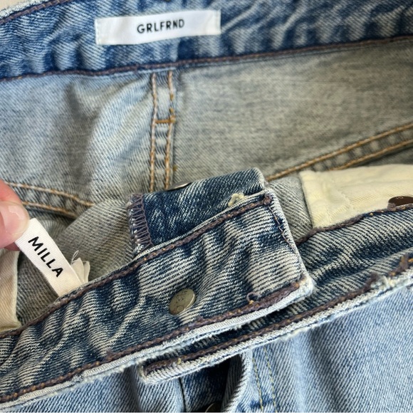 GRLFRND x REVOLVE Milla Zappa Light Wash Denim Mini Skirt with Raw Hem - Picture 6 of 8